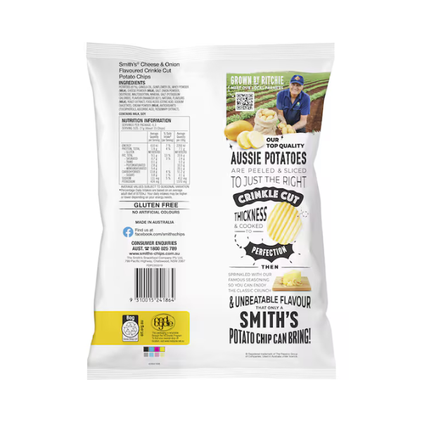 Smith's Crinkle Cut Potato Chips Cheese & Onion