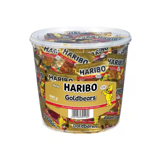 Haribo Gold Bears 100 Mini Bags Gummies Tub