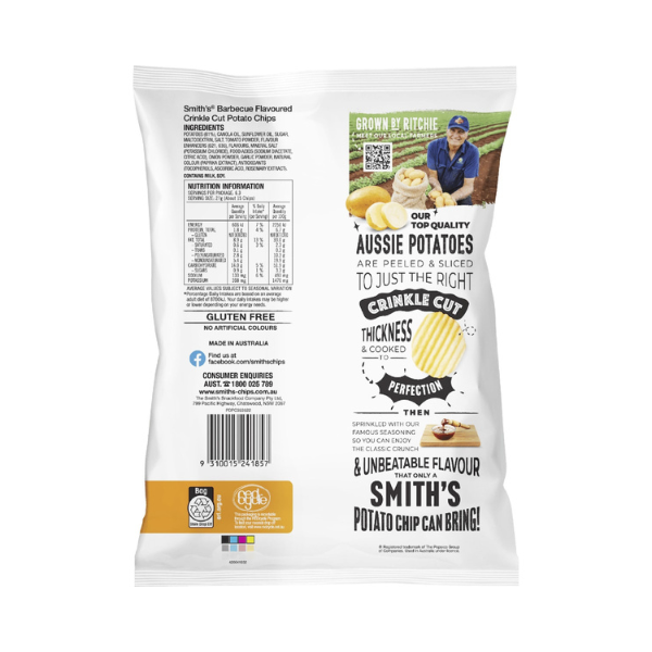 Smith's Crinkle Cut Potato Chips Barbecue