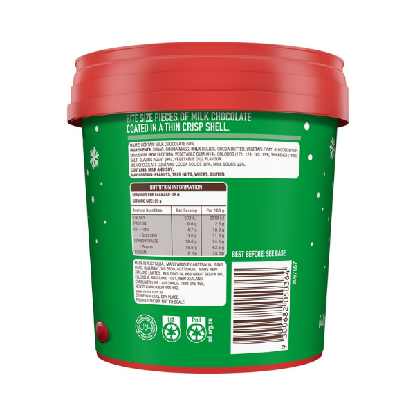 M&M's Red & Green Milk Chocolate Christmas Party Bucket