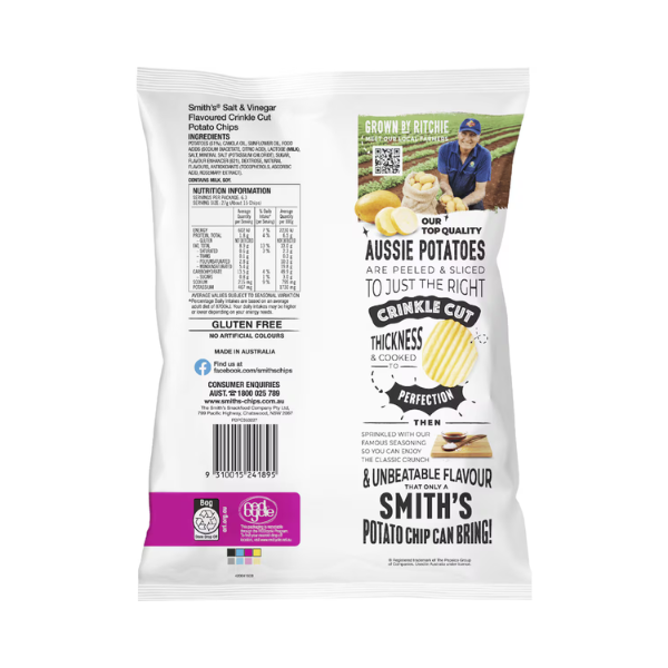 Smith's Crinkle Cut Potato Chips Salt & Vinegar